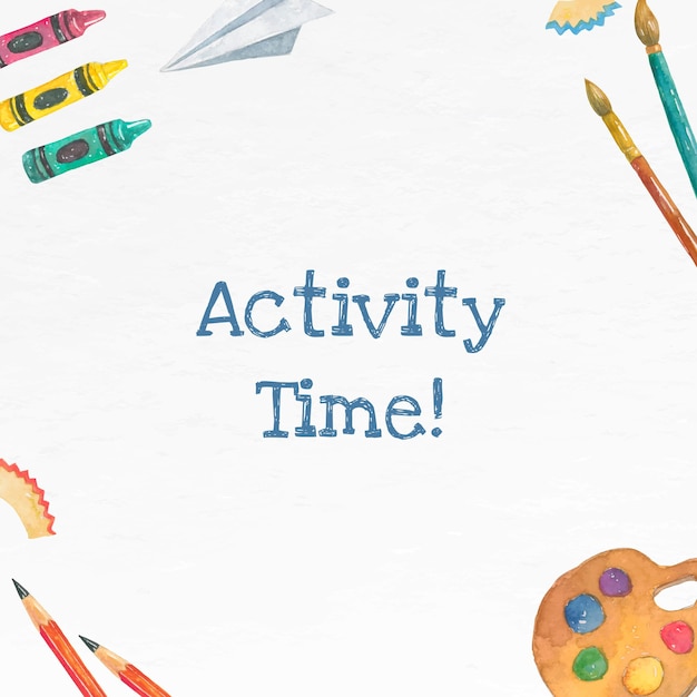 School activities editable template vector in watercolor back to school social media post