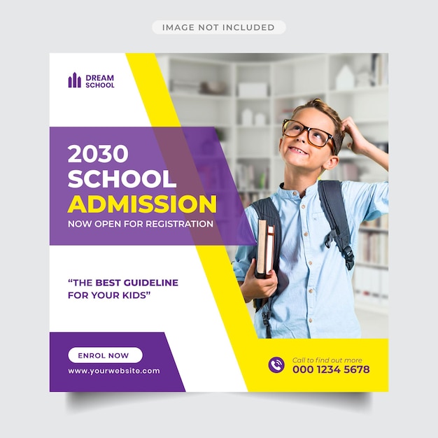 School admission promotional instagram post and banner template