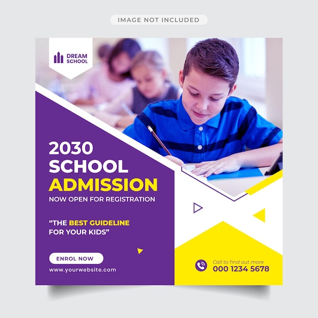 School admission social media post template