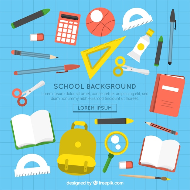 Free vector school background in flat style