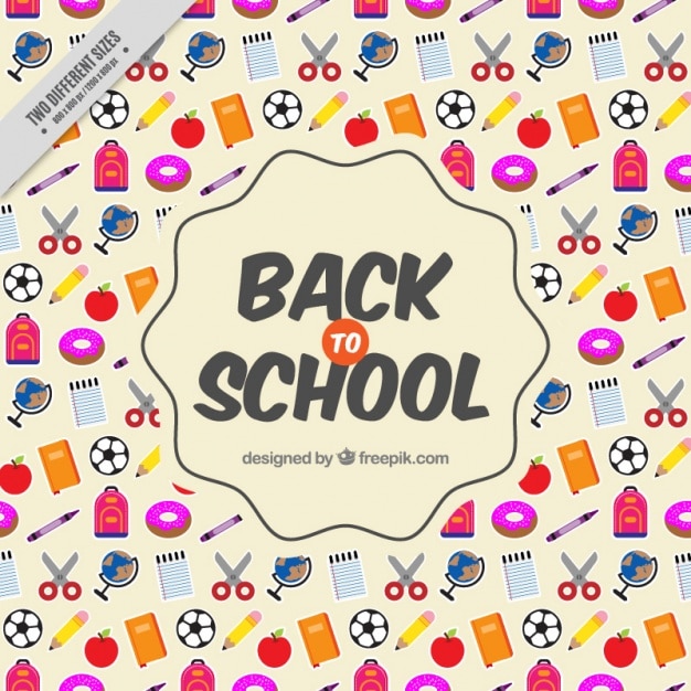 Free vector school background with colored materials