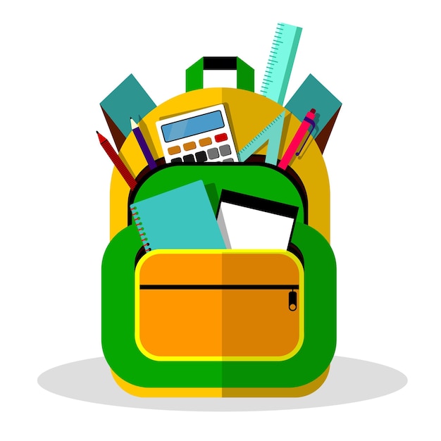 Free vector school backpack or kids schoolbag for education  illustration.