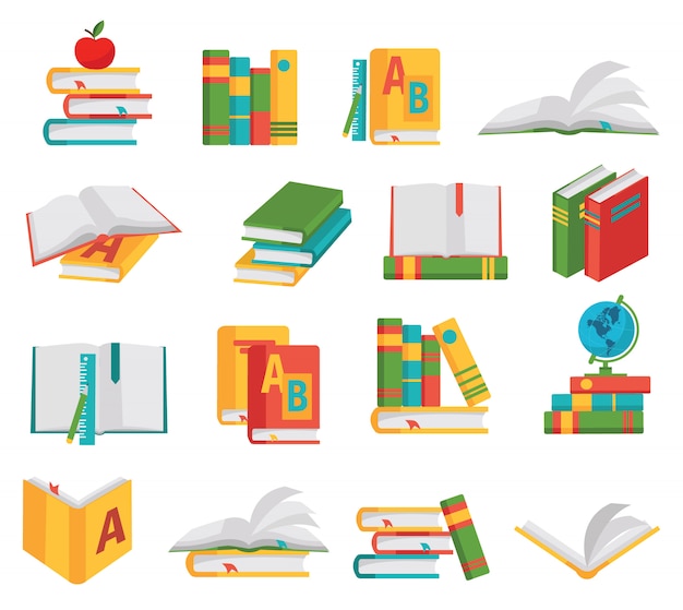 Free vector school books elements set