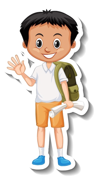 School boy cartoon character sticker