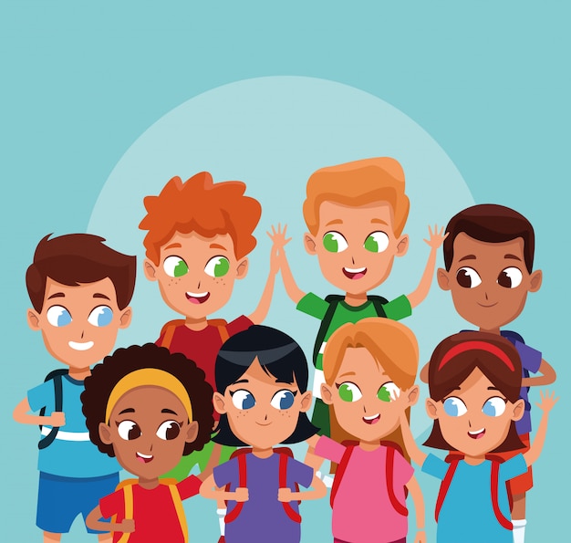 Free vector school boys and girls cartoons