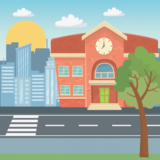 School building design vector illustration