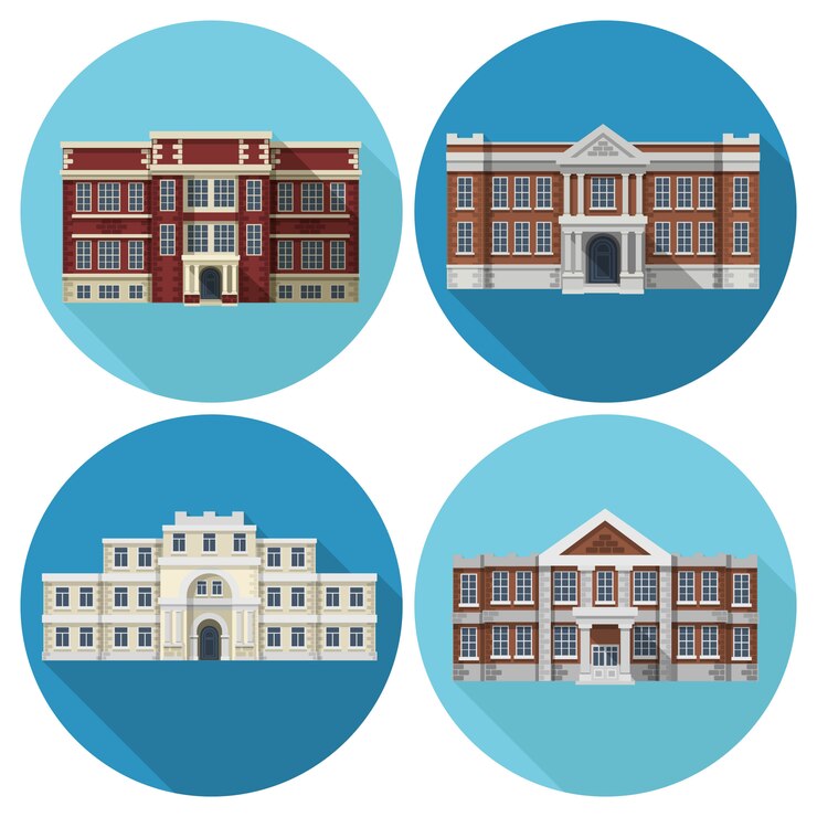 Free Vector school building flat