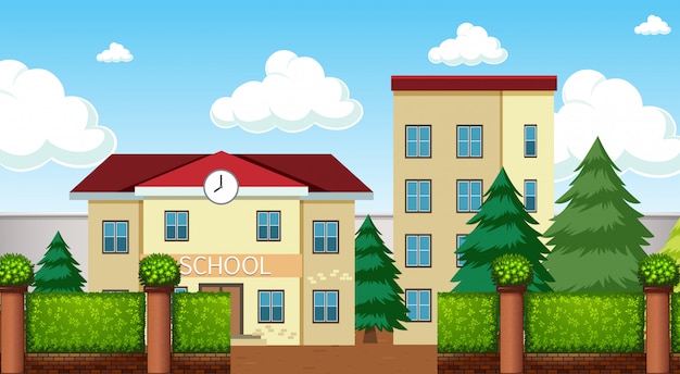 A school building scene – Vector Templates | Free Vector Download