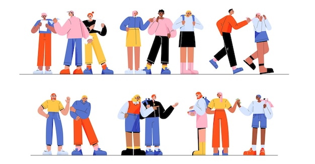 Free Vector school bullies teen violence bad behavior