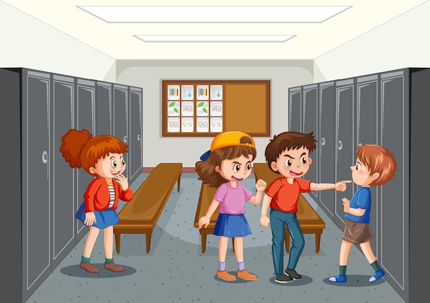 Free vector school bullying with student cartoon characters