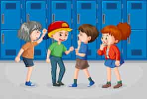 Free vector school bullying with student cartoon characters