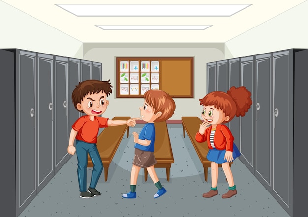 Free vector school bullying with student cartoon characters