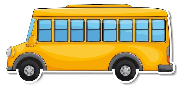Школьный автобус мультяшный стикер на белом фоне