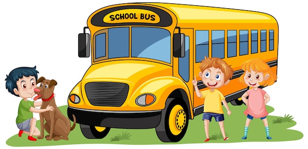 Free vector school bus with many kids