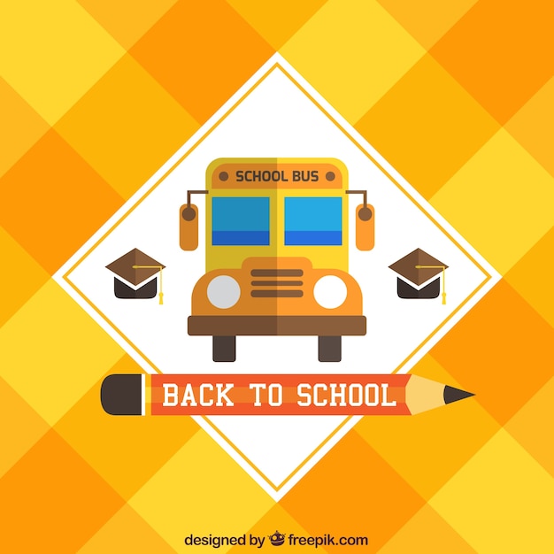 Free vector school bus yellow background