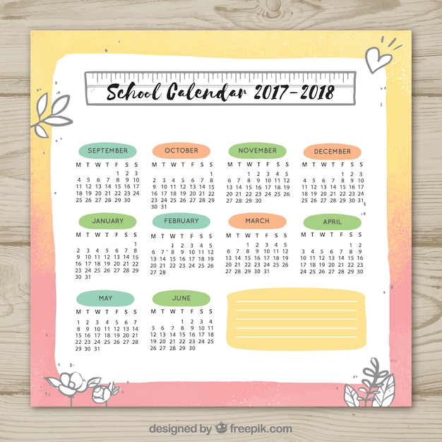 Free Vector | School calendar 2017-2018