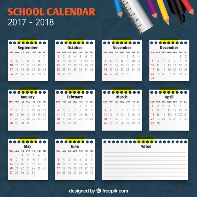 School calendar 2017-2018