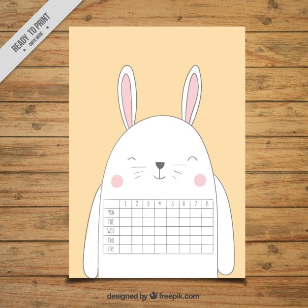 Free vector school calendar in the shape of a rabbit