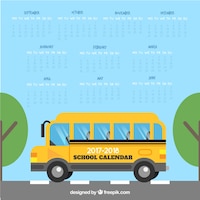 School calendar with a bus