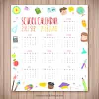 Бесплатное векторное изображение Школьный календарь с различными элементами