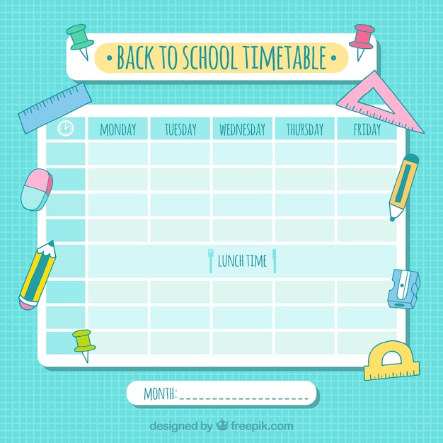 Free vector school calendar with drawings