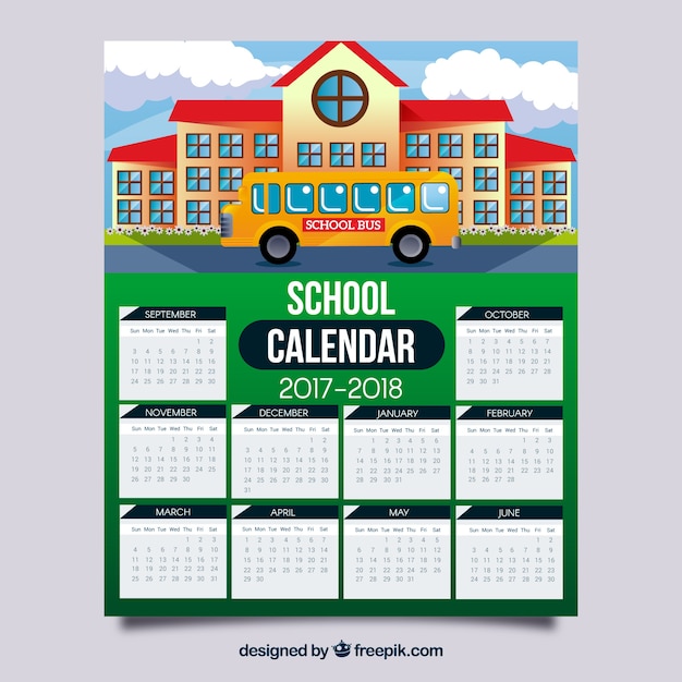 Школьный календарь с фасадом школы