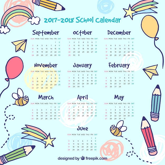 Calendario scolastico con disegni belli