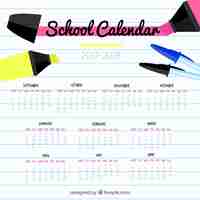 Free vector school calendar with pens
