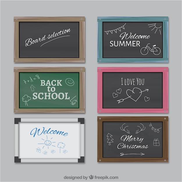 Free vector school chalkboards collection