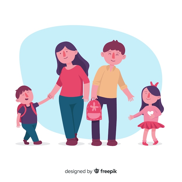 Free vector school children with parents background