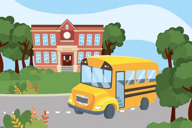 L'istruzione scolastica con il suo trasporto in autobus per gli studenti