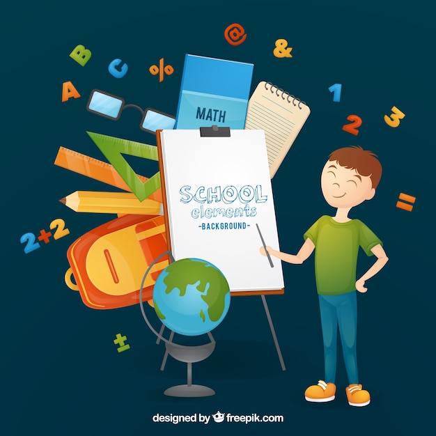 Free vector school elements background in hand drawn style