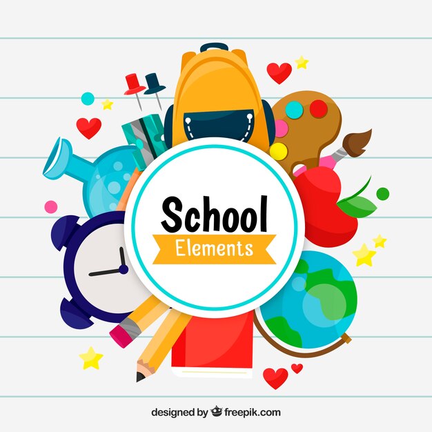 School elements background with education supplies