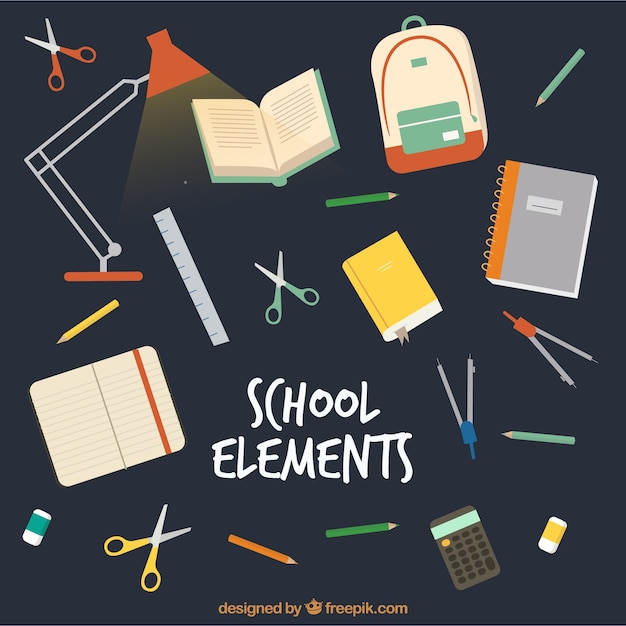 School elements background with education supplies