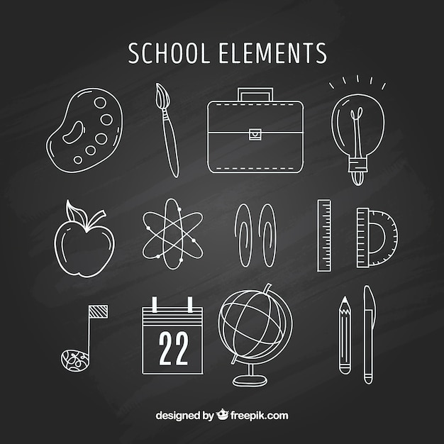 School elements in chalk style