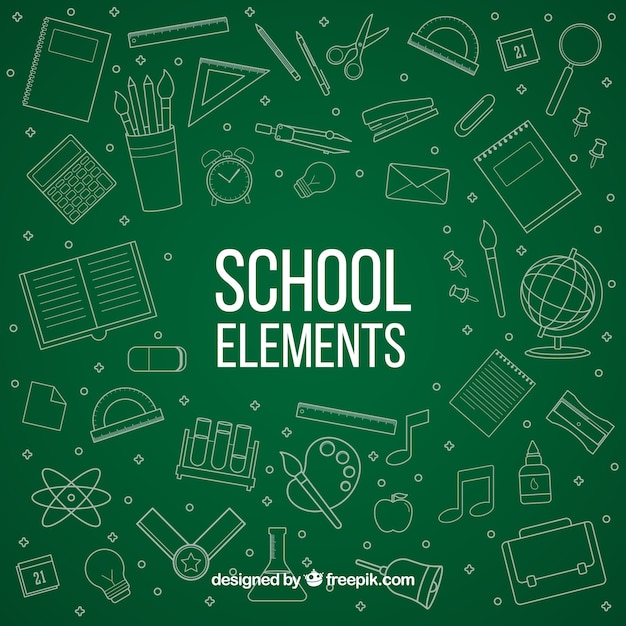 School elements in chalkboard style