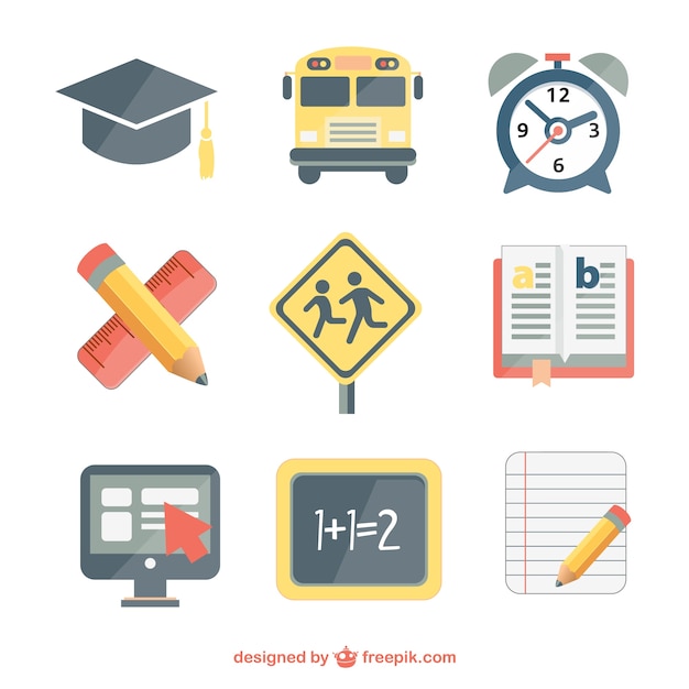 Free vector school elements set