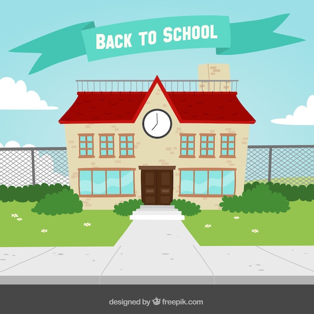 School facade background in flat design