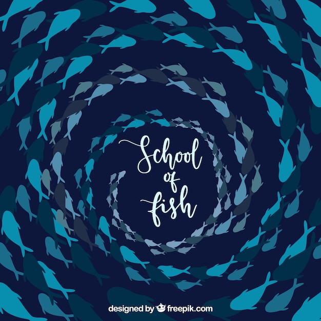 Free vector school of fishes background in hand drawn style