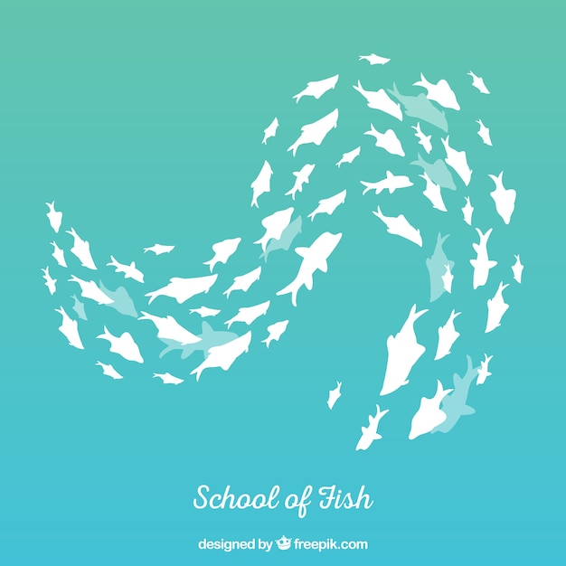 School of fishes background in hand drawn style