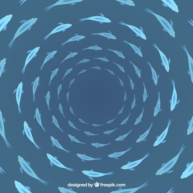 Free vector school of fishes with blue background