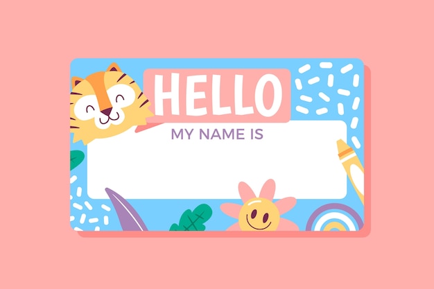 School hand drawn flat name template