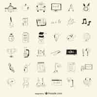 Free vector school icons drawing style