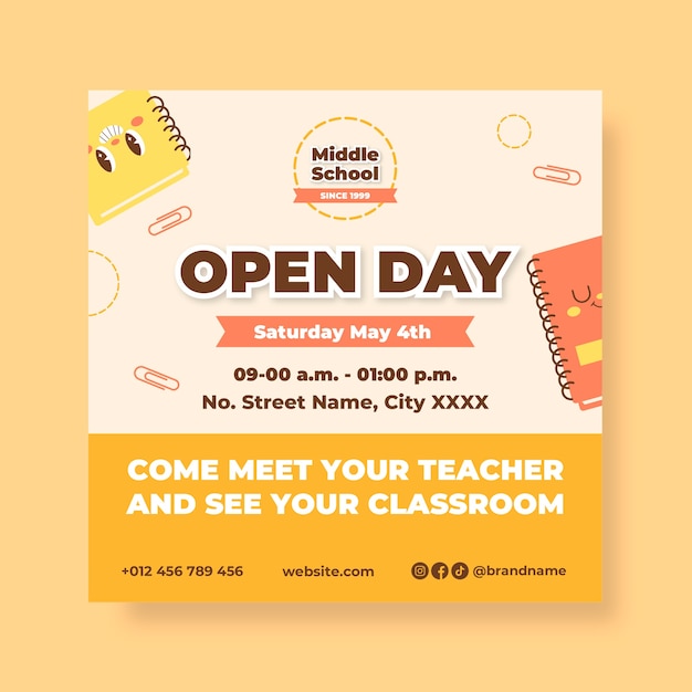 Free vector school invitation template design