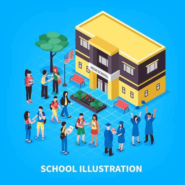 Free vector school isometric illustration