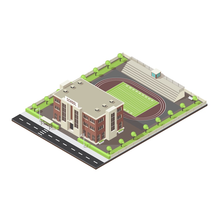 Free Vector school isometric layout