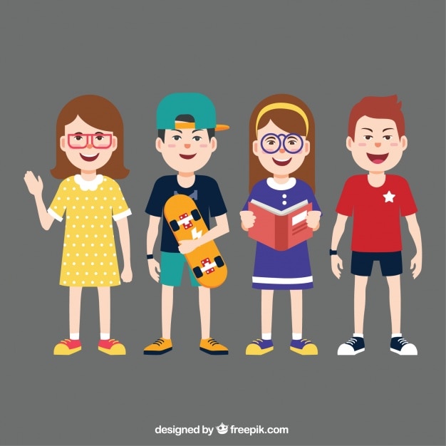 Free vector school kids character pack