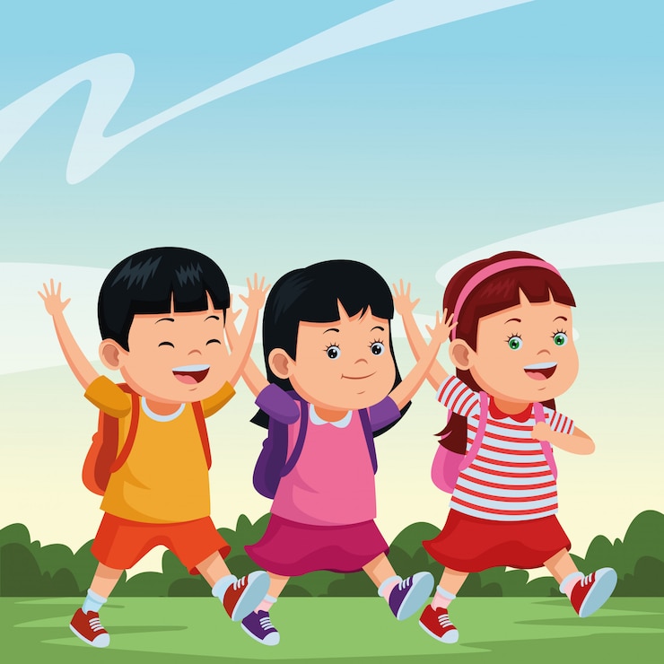 無料Vector バックパックと笑みを浮かべて学校の子供たち