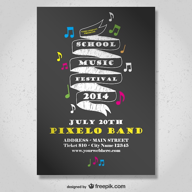 Free vector school music festival poster
