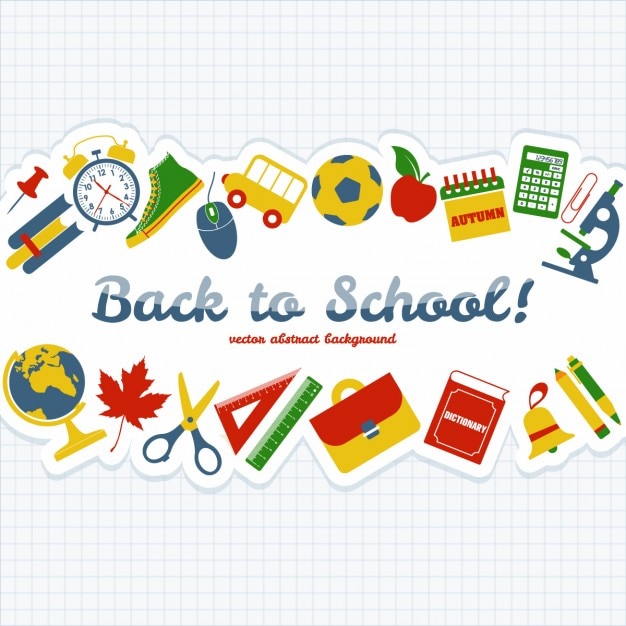 School Objects Background – Free Vector Download for Vector Templates